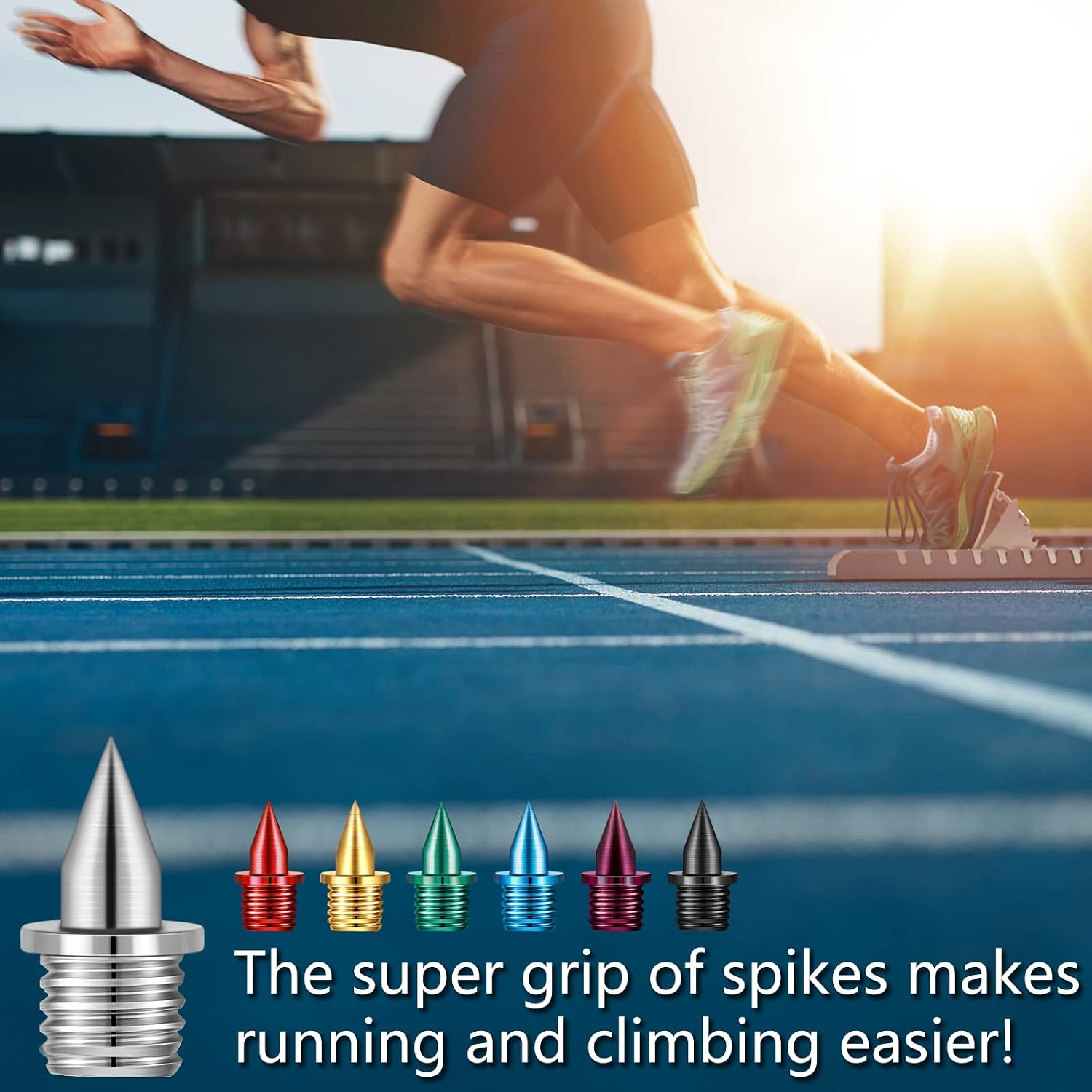 Ripeng 140 Pieces 1/4 Inch Carbon Steel Track Spikes, 7 Colors Light Weight Spikes Track Shoes for Field Sprinting Cross Country, 0.47 Grams