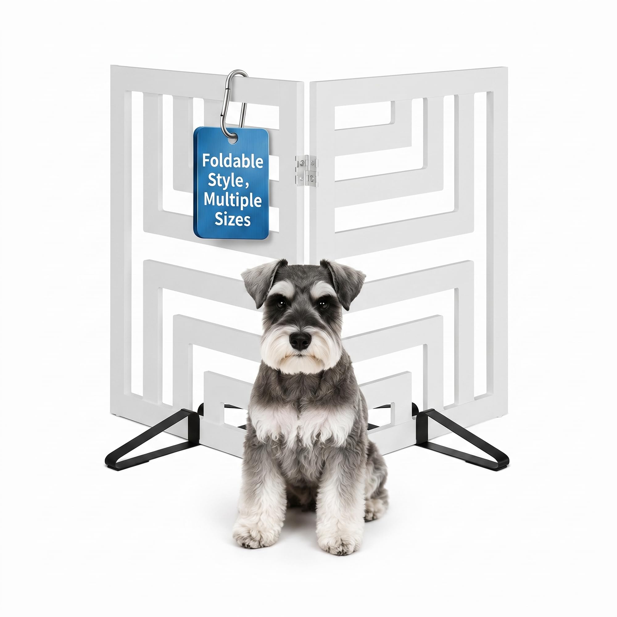 Semiocthome Dog Guard, 61cm High Foldable Freestanding Dog Gate, 2-Panel Wooden Dog Gate with a Maximum Extension of 94cm, Effectively Isolates Dangers（Square）