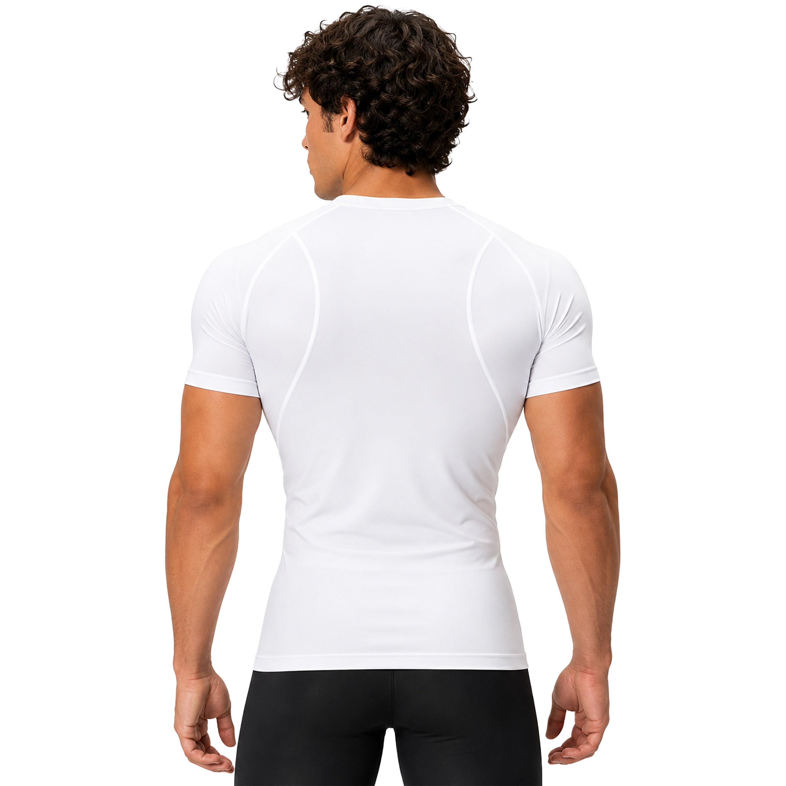 DEVOPS Paquete de 3 camisetas de compresión de manga corta para hombre, camisetas deportivas de capa base, camiseta de entrenamiento atlético