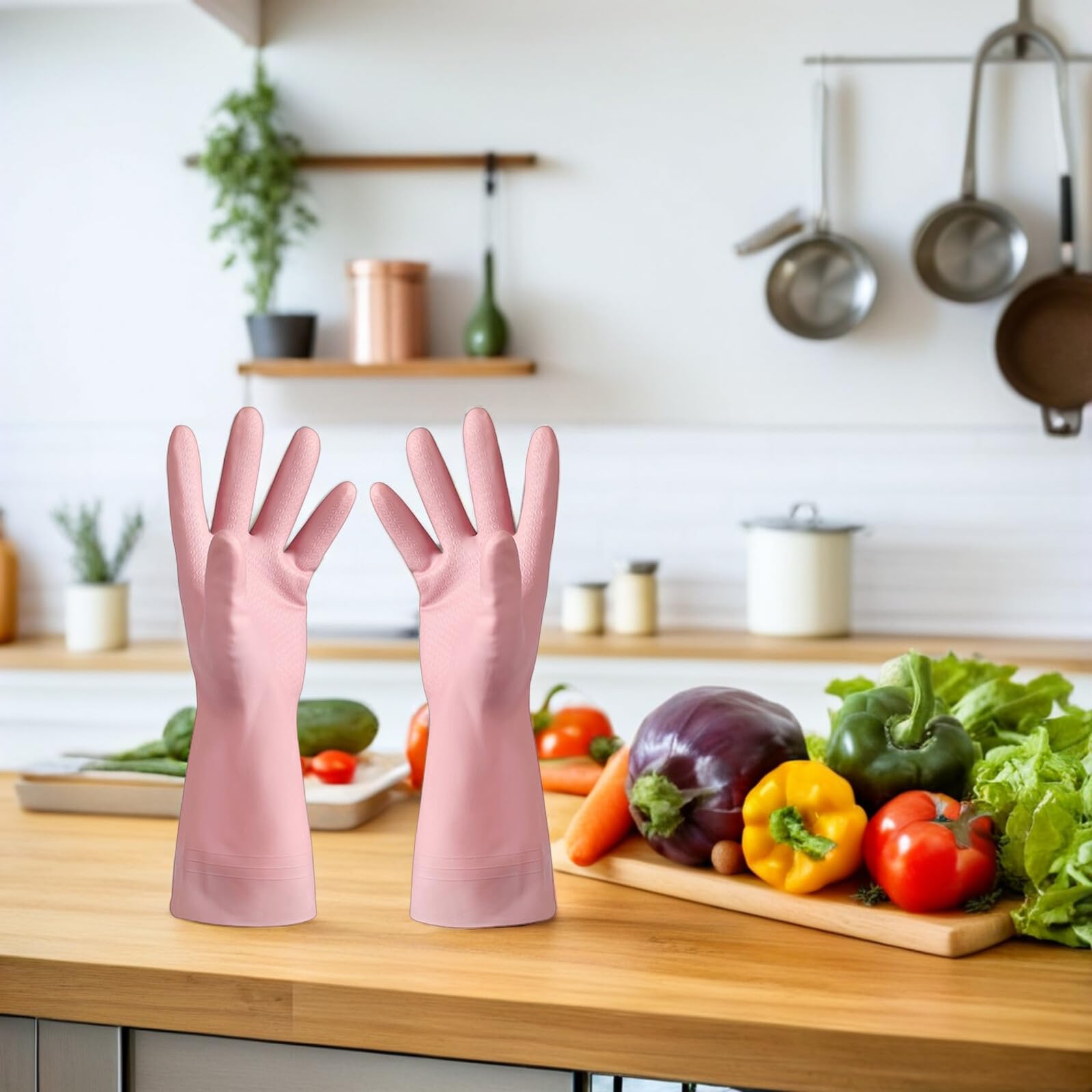 6 Paia Guanti di Pulizia riutilizzabili Guanti da Cucina riutilizzabili in Cucina PVC