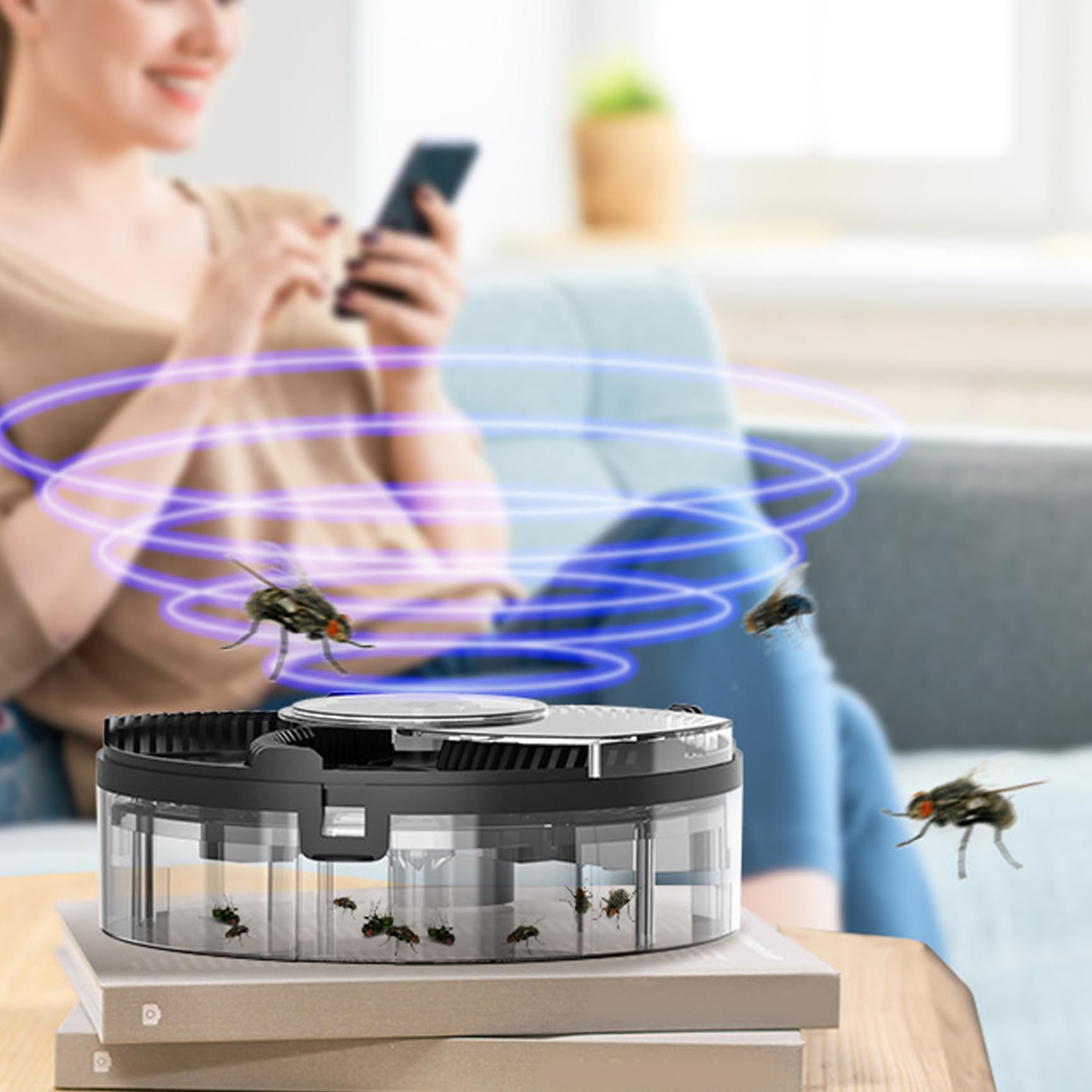Catcher de Mosca, Trampa de Mosca eléctrica Automática Catcher USB Recargable Potente inofensiva Trap DESPETABLE del Segura ROTACIÓN SILENTE para LA Parte DE Cocina del Dormitorio
