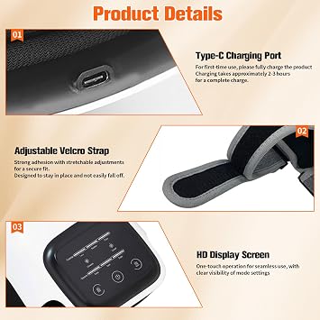 Cordless Knee Massager with Heat & Vibration – Rechargeable Infrared Heated Knee Brace with Large LED Screen, Adjustable Settings, Joint Pain Relief for Arthritis,Gift for Dad Mom