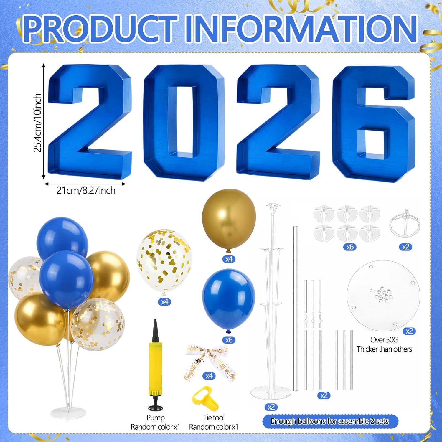 2026 Grad Cardboard Letters Numbers for Charcuterie, 10 Inch Graduation Party Decoration Set Fillable Letter Food Tray G R A D Letters Reusable Box Balloon for Graduation Party(Blue,2026)
