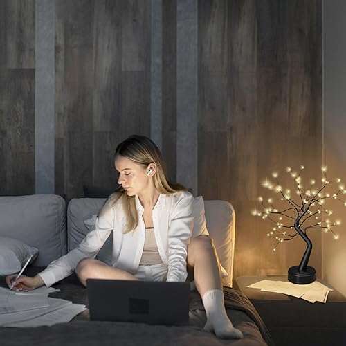 Miniatura 3 de OTAVILEM Luces de árbol bonsái negras para decoración del hogar, luces LED y árboles centelleantes para decoración estética de habitación, lámpara