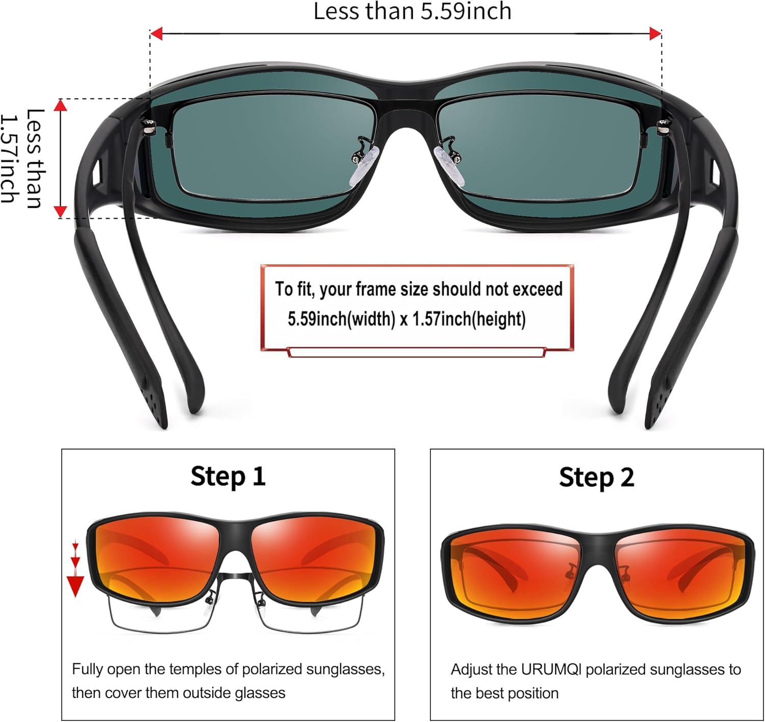 URUMQI Polarized Sunglasses Fit Over Glasses for Men Women, Wrap-around Driving Sunglasses 100% UV Protection - Image 4