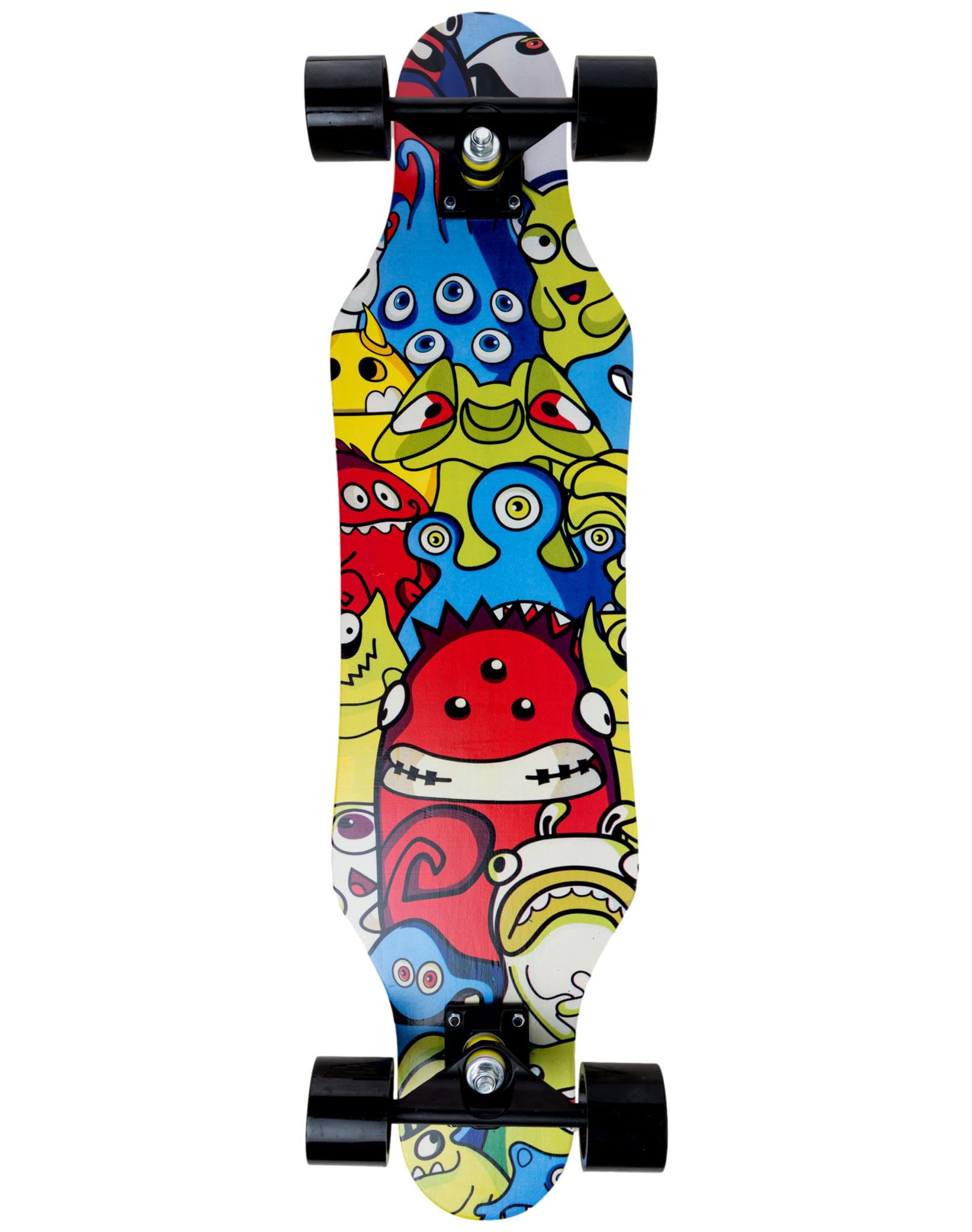 80cm Longboard Cruiser Doodles do Carving i Cruising - Długi stół o wysokiej wytrzymałości i lekkości, łożyska ABEC-7 - Idealny dla początkujących dzieci i młodzieży na deskorolce