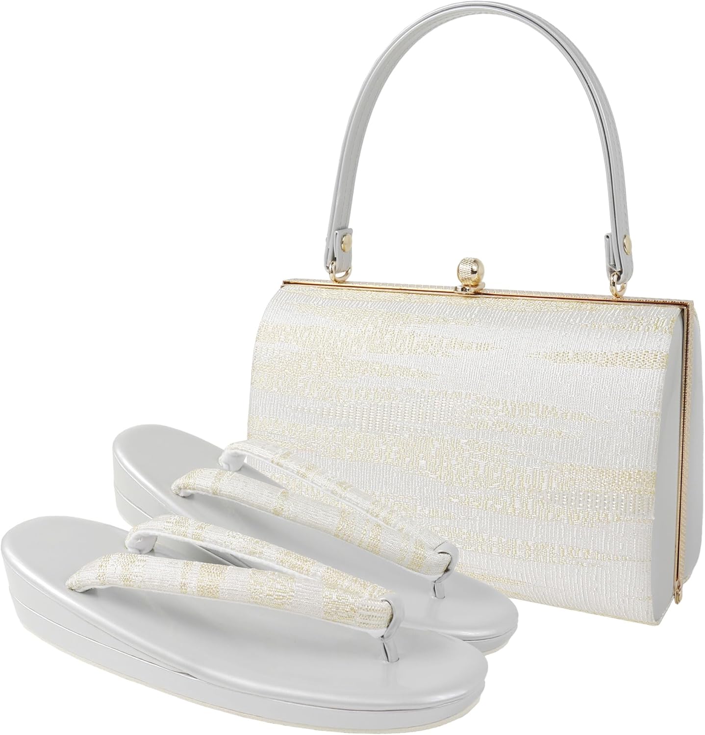 新品　箱付き　草履バッグセット　フォーマル用　Mサイズ　日本製　帯地 草履バッグセット 留袖 訪問着 金 礼装 フォーマル S M L LL