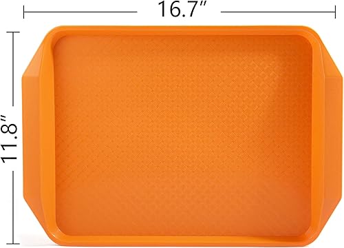Miniatura 4 de Bandeja de plástico para comida rápida, 16.7 x 11.8 pulgadas, juego de 12 (naranja)