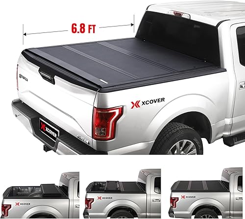 Miniatura 2 de XCOVER Cubierta rígida plegable para Tonneau, compatible con Chevy/GMC 2500/3500 de 6 pies 8 pulgadas sin caja de almacenamiento de cabecera