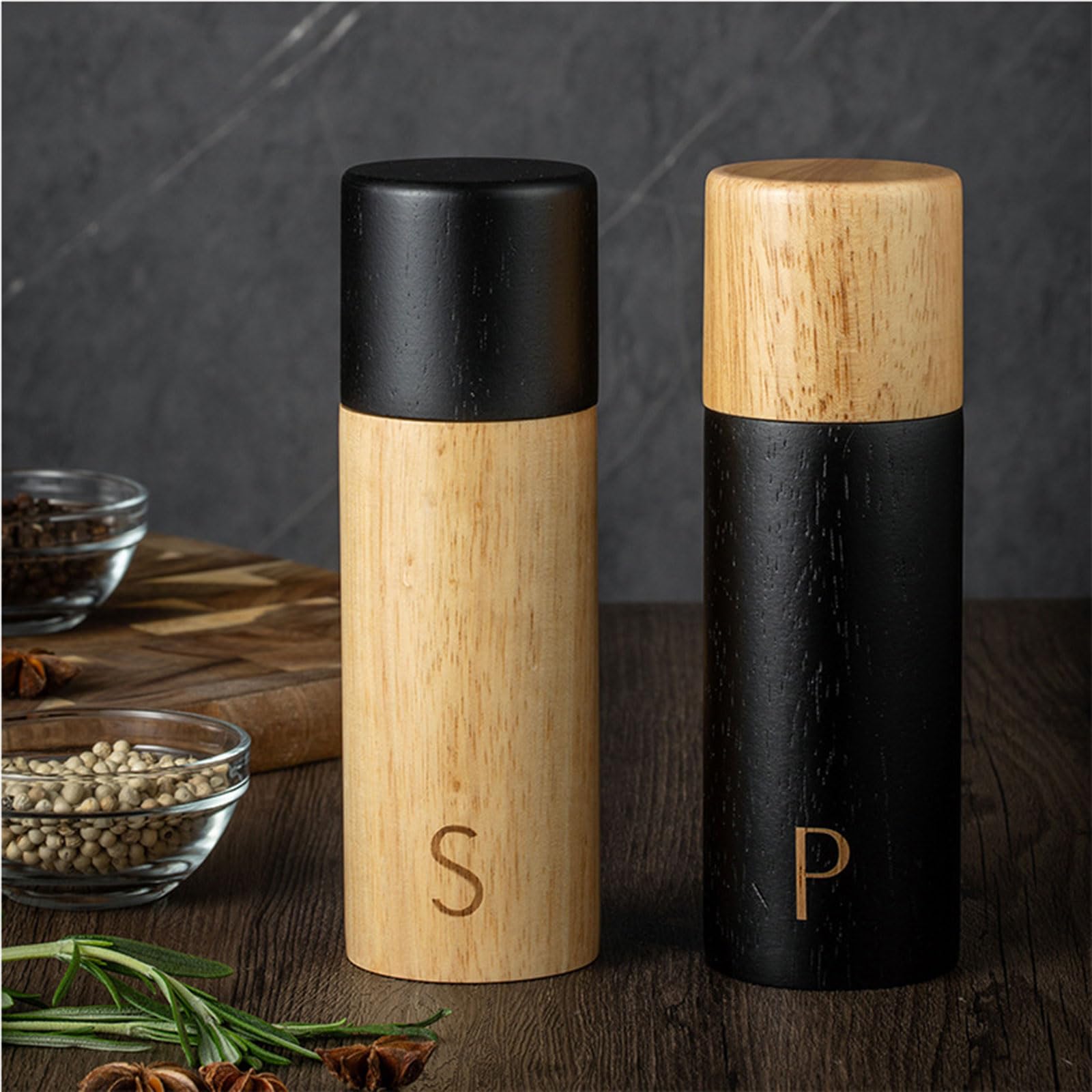 Praktisches Holz Salz und Gewürze Grinder Set Holzmühle mit verstellbarem Keramikmahlwerk für Kochbegeisterte gemahlen
