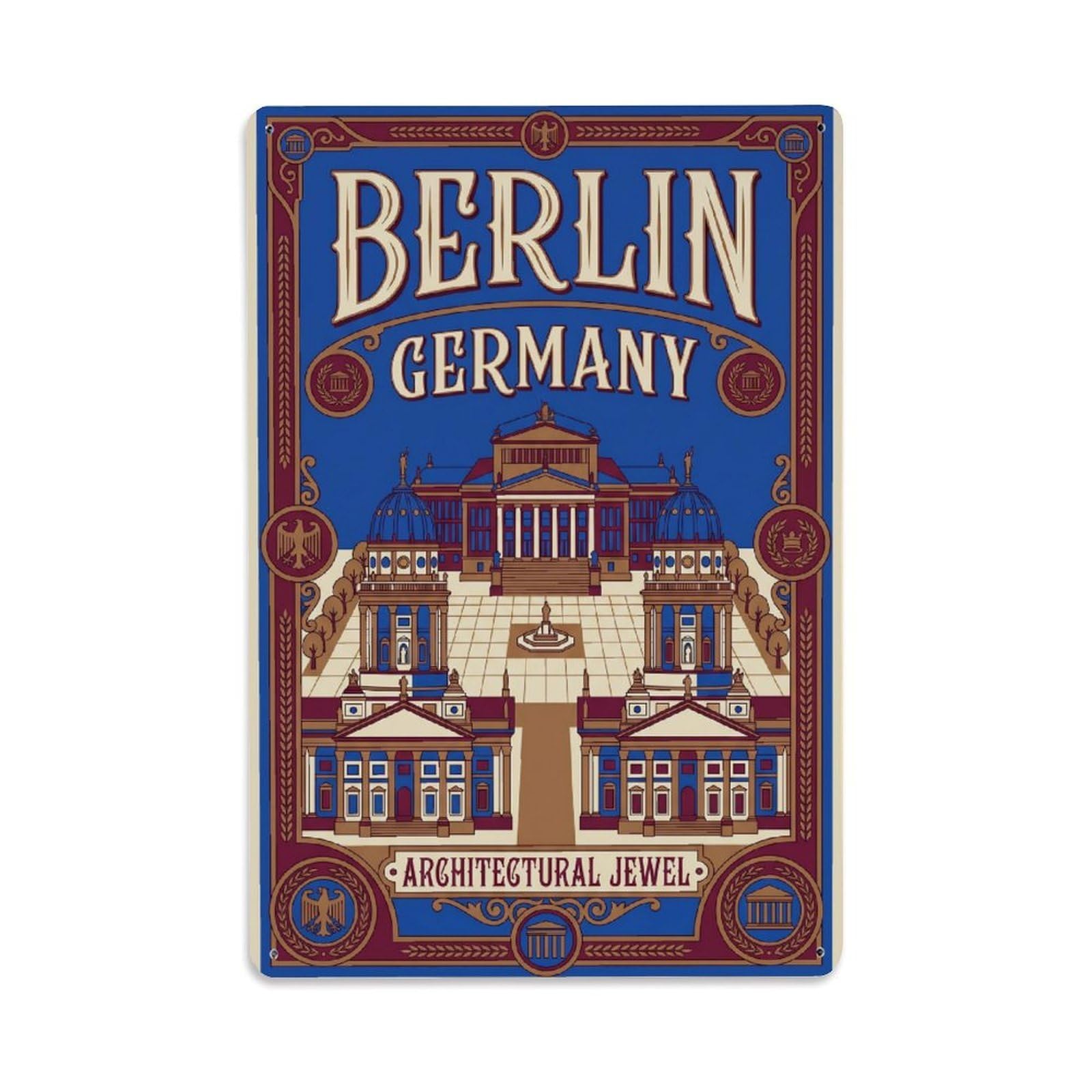 Gead 8X12inch Style Vintage Travel Berlin Germany Passion Metal Tin Sign