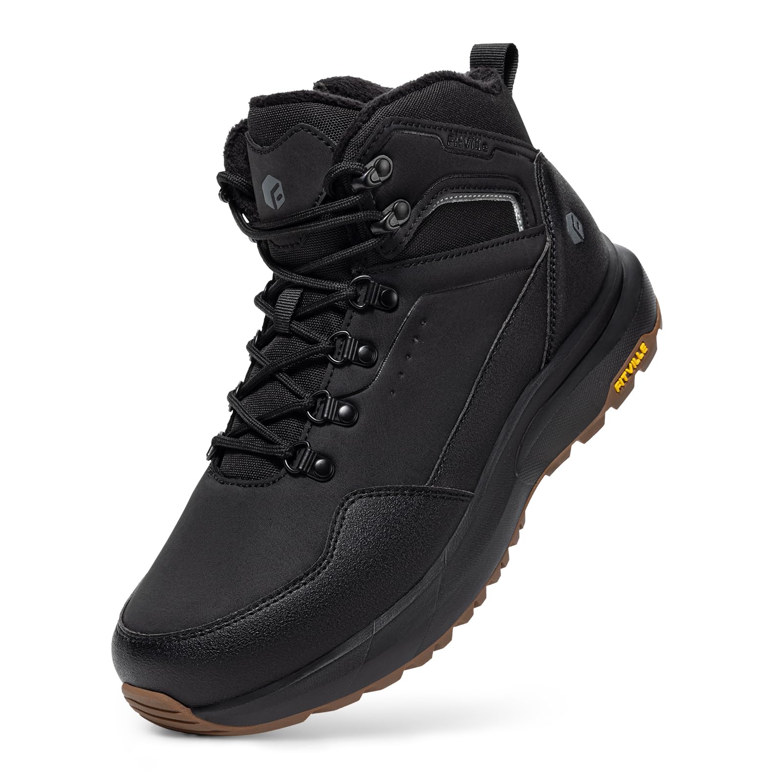 FitVille Extra Weit Winterstiefel Herren mit Reißverschluss Winterschuhe | Warm Gefüttert Stiefel, Winter Boot für Breite Füße, rutschfeste Schneestiefel, Bequeme Kurzschaft Stiefel Outdoor Schwarz