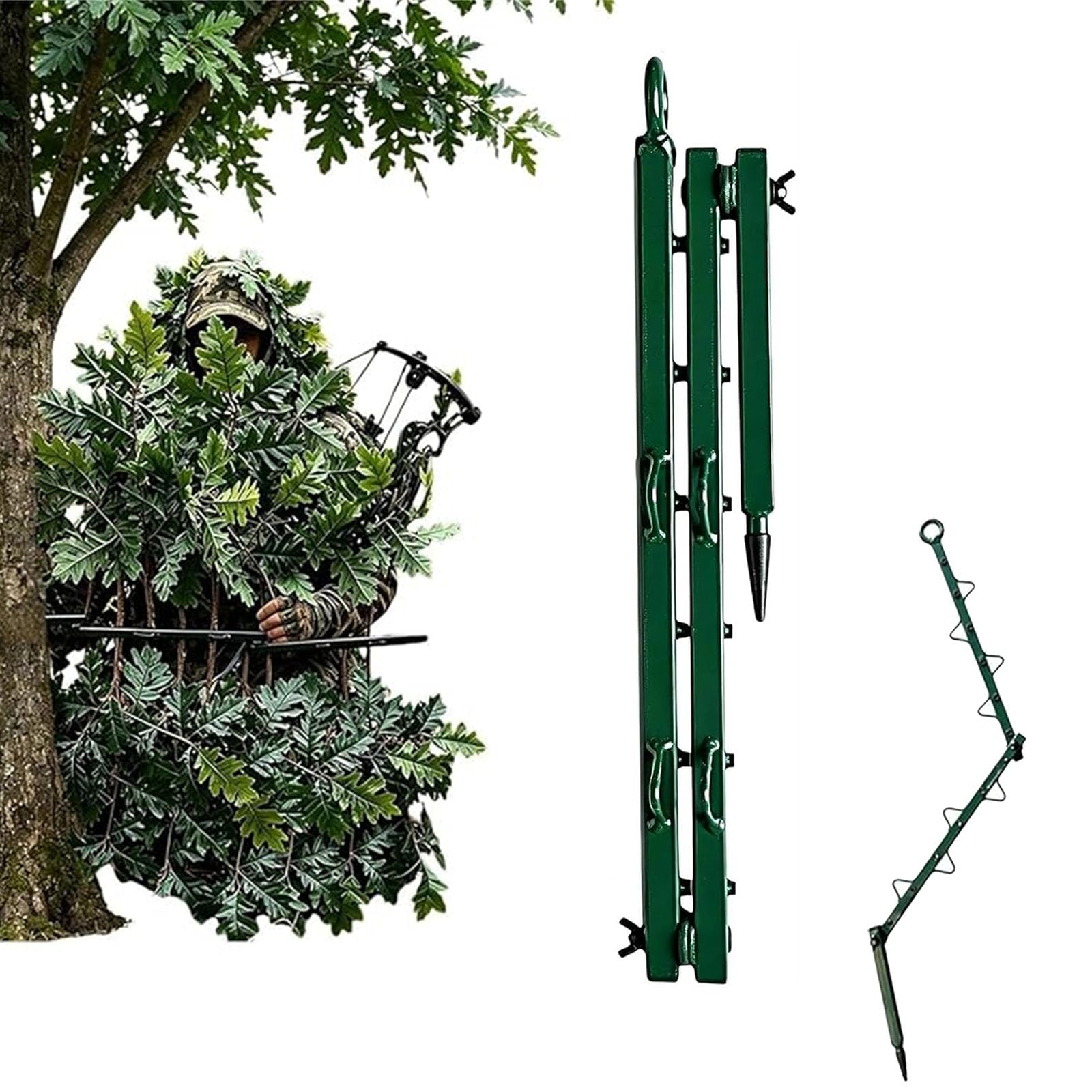 Portable Hunting Camouflage Branch Stand, Concealment Screen Cover with Multi-Hook Adjustable Bracket, Outdoor Blind Hunt Accessories for Deer Turkey Hunting, Rapid Setup, Rustproof, Tree Stands,2Pcs