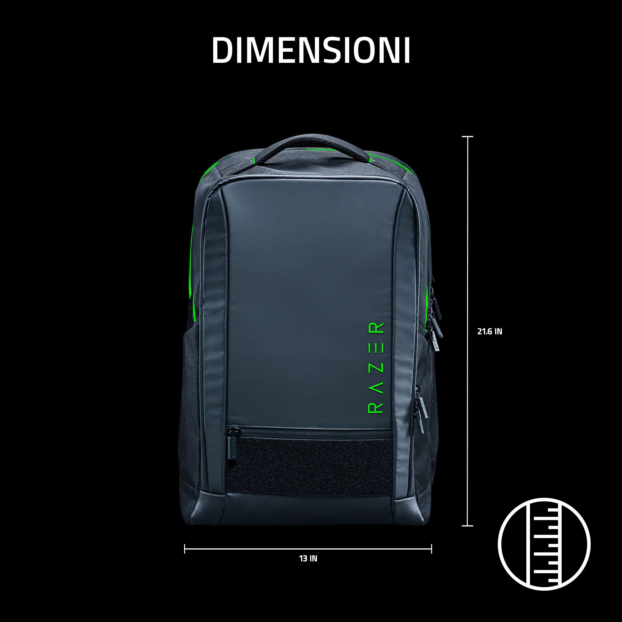 Razer Rogue 18" V4 – Zaino da viaggio funzionale con scomparto per laptop da 18 pollici - Passante per valigie con rotelle - Resistente agli strappi e all'acqua - Comfort ergonomico | Nero