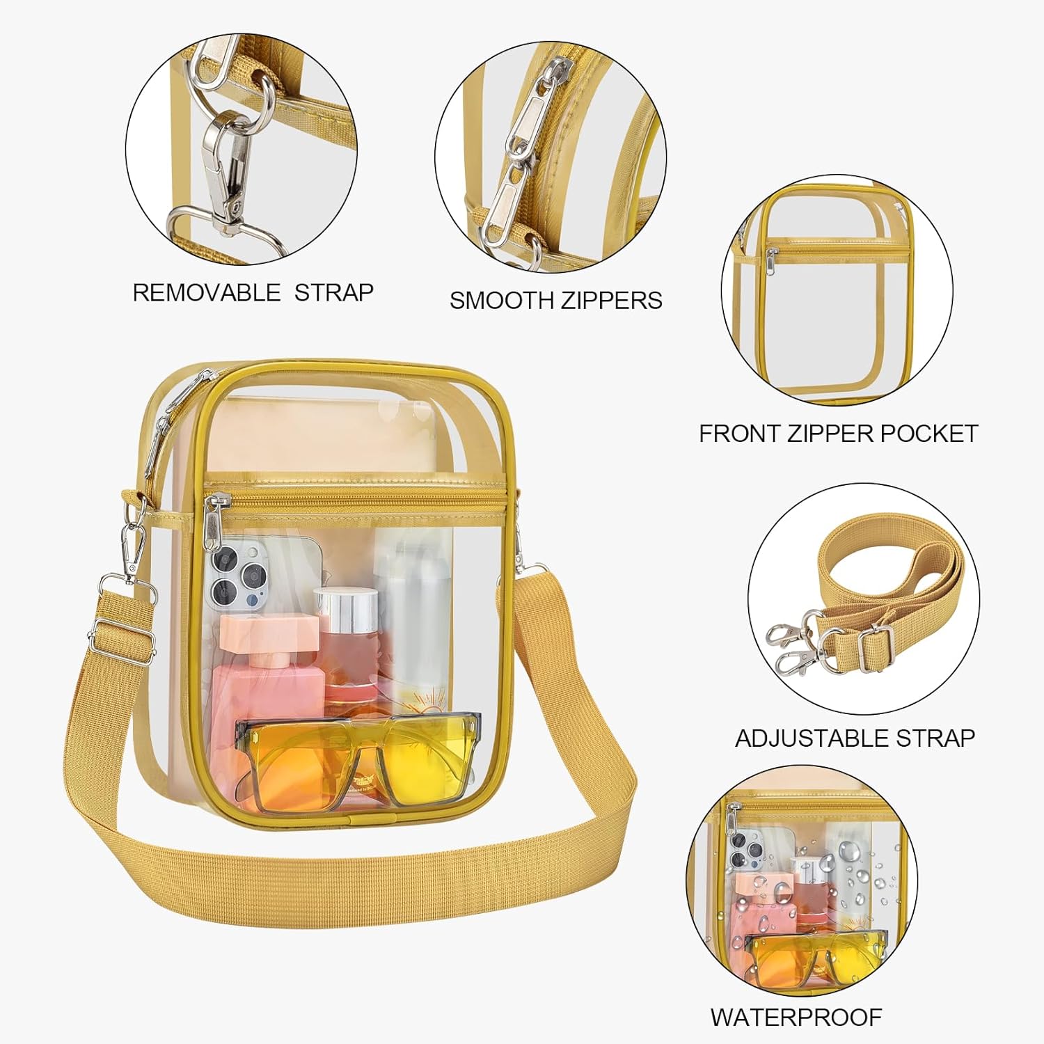 USPECLARE Clear Purse Stadium Transparent Messenger Bag Stadium Approved for Men and Women Clear CrossBody Bag - Image 4