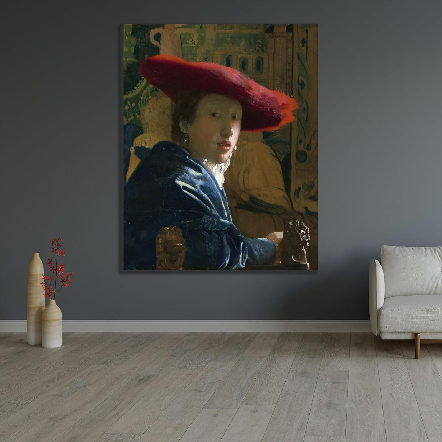 ArtDirect Girl with the Red Hat (c. 1665-1666) Unframed Art Print Giclee Poster by Johannes Vermeer - Ready for Framing with Customization Sizes 8x10, 11x14, 16x20, 24x30, 36x46 and 47x60 inches