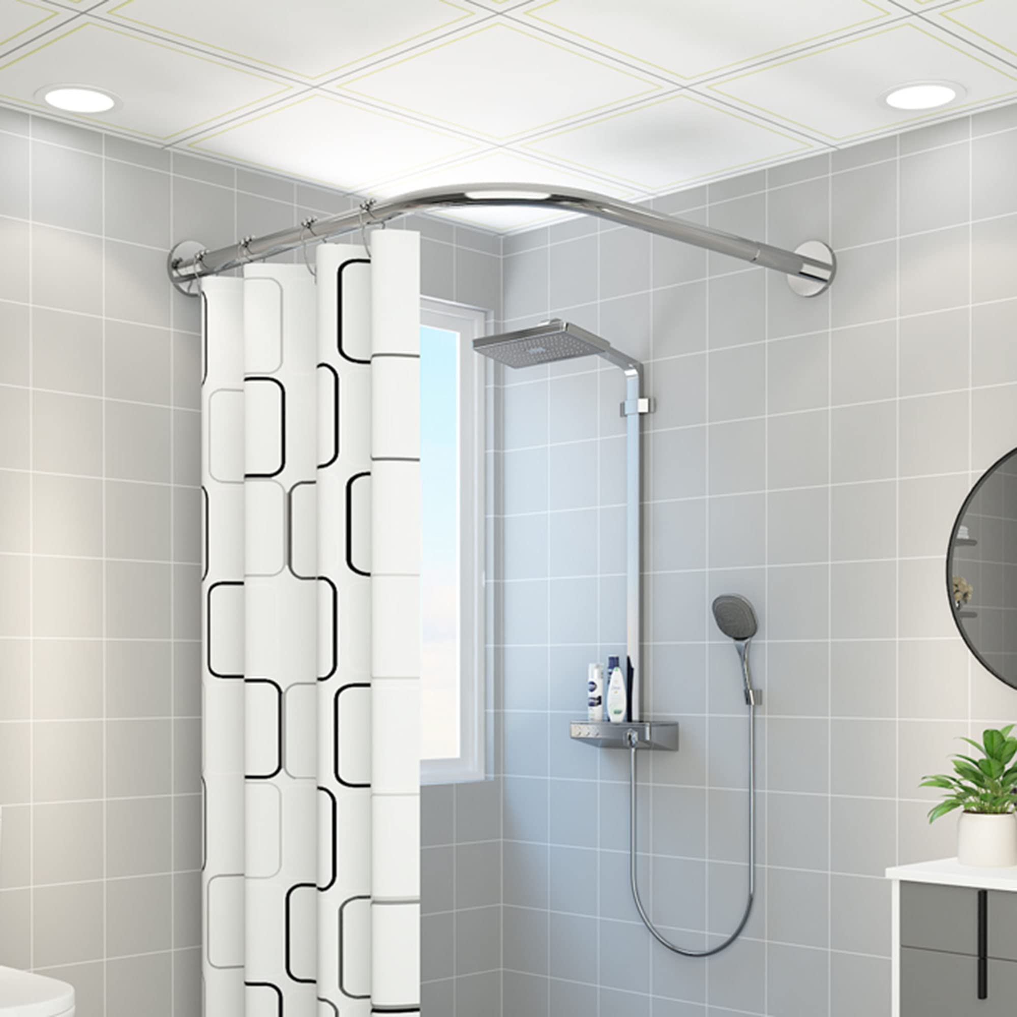 Barra de ducha extensible de acero inoxidable, sin taladro, ajustable, para montaje en pared, perfecta para baños, tiendas de ropa y decoraciones de eventos