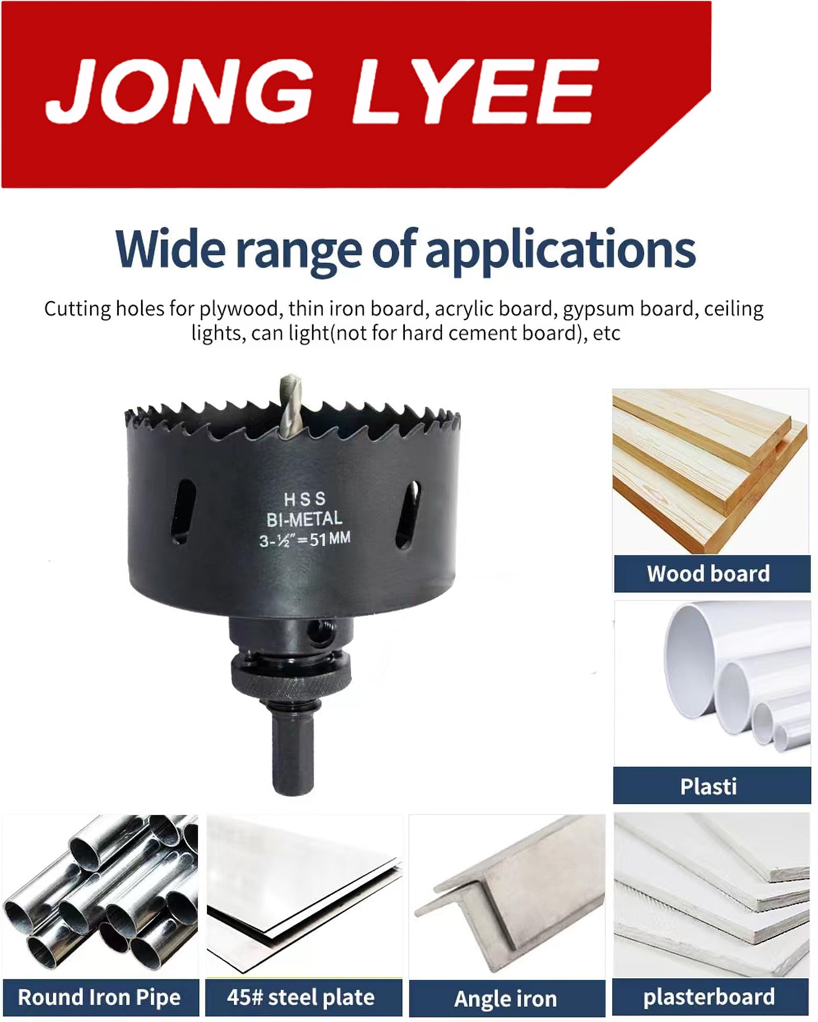 Bi-Metal Hole Saw with Arbor and Accessories - Cutting Saw for Panel, Wood, Drywall, Plastic, and More (3