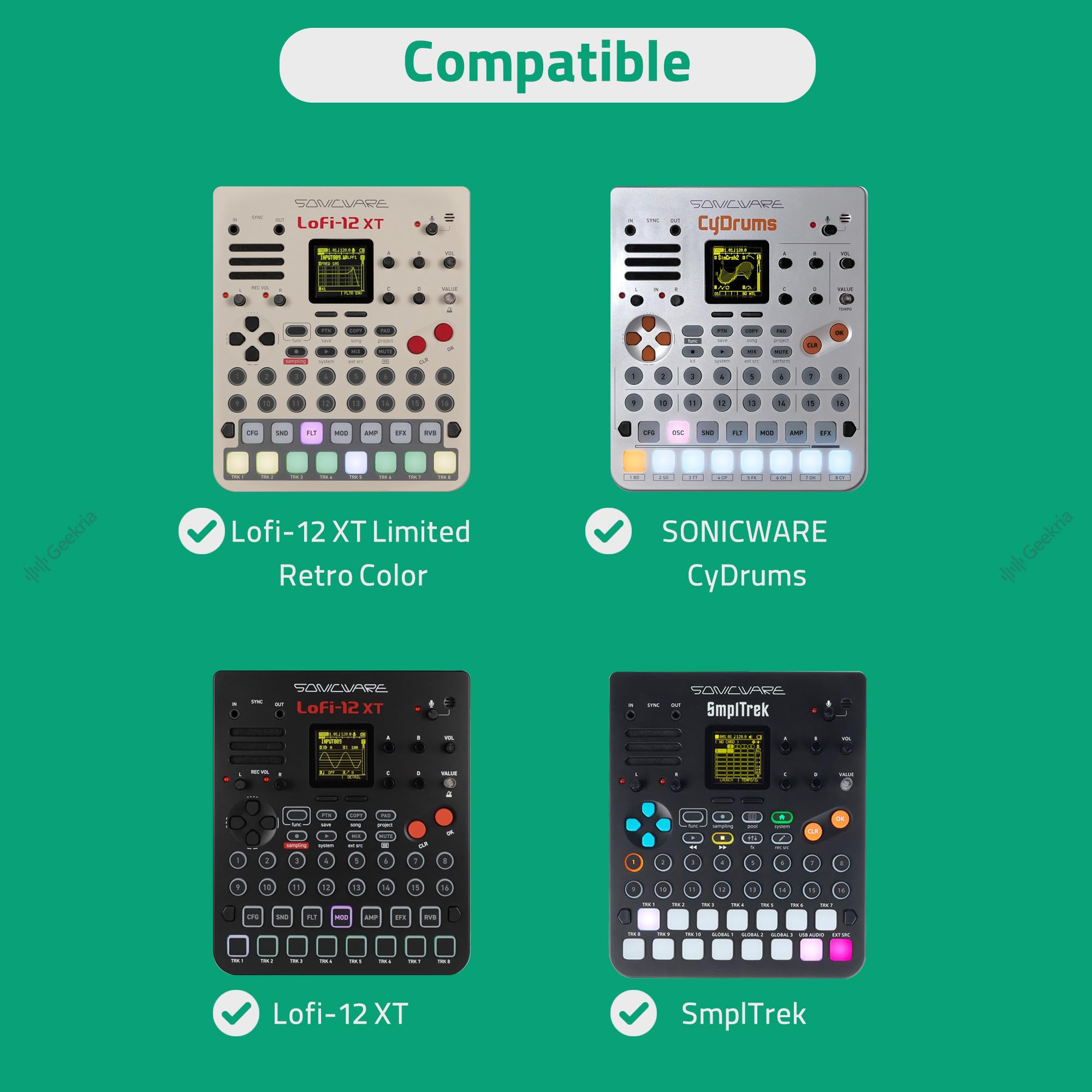 GEEKRIA Audio-Interface-Tragetasche, kompatibel mit SONICWARE Lofi-12 XT/Limited Retro Color/CyDrums/SmplTrek, Eva-Hartschale Tragetasche für unterwegs (Dunkelgrau)