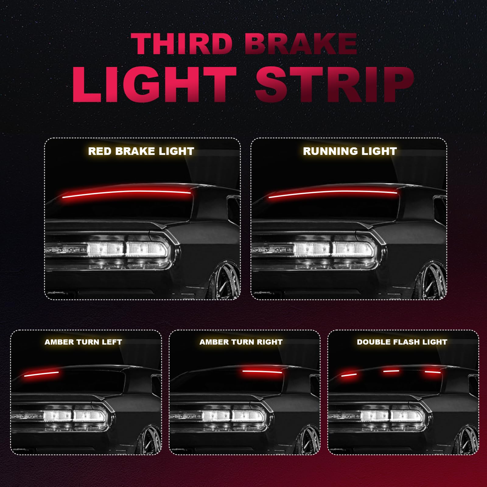 AHMURZOE 40 Inch Car LED Brake Light Strip DC12V High Mount Stop Lights Third Brake Led Light Bar for Cars Trucks