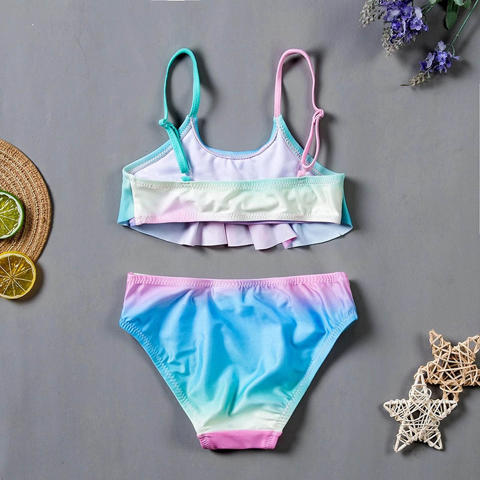 Generisch Bañador para niña, dos piezas, estampado floral, leopardo, verano, albornoz para niñas