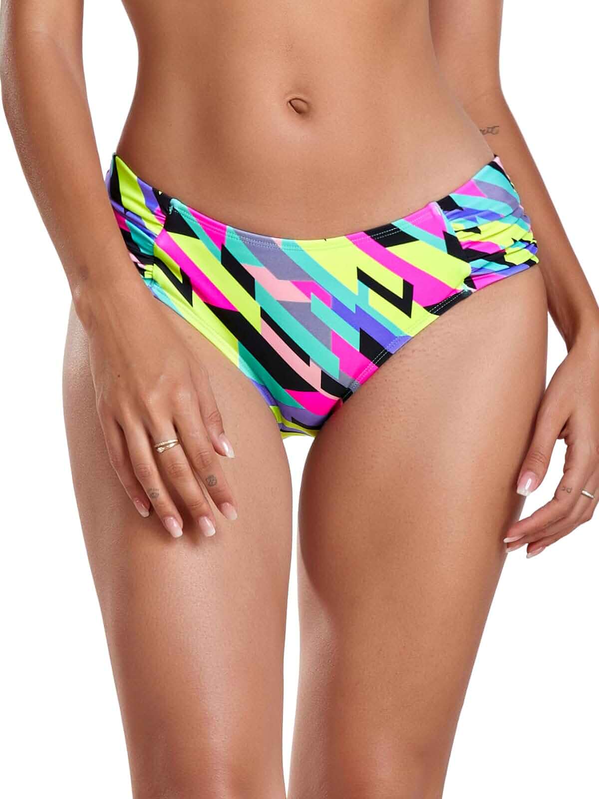 Ocean Blues Ruched Side Swim Bottom Stretchy Side Ruched,bikini bottoms,full coverage,Stretchy,Beach,Comfort Fit,Multiple,Colors,mid rise,Separates for Women