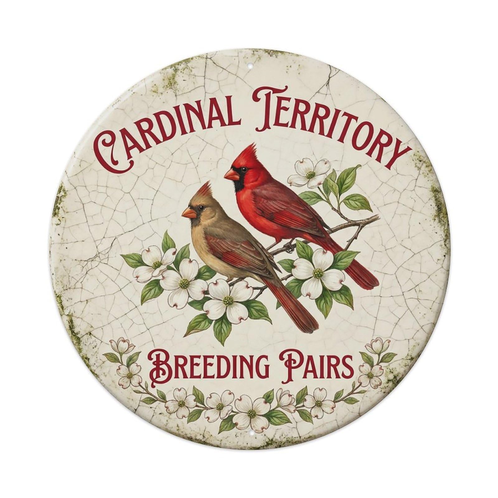 Cxhjca 8X8inch(20X20cm) Cardinal Territory Breeding Pairs Metal Tin Sign