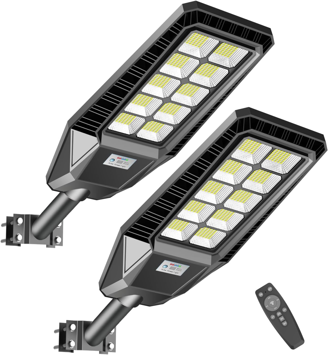 Solar Street Light, 1000W Solar Outdoor Lights Motion Sensor Dusk to Dawn Solar Street Lights Outdoor, 6000K Daylight White Security Led Flood Light for Yard, Garden, Street (1000W*2)