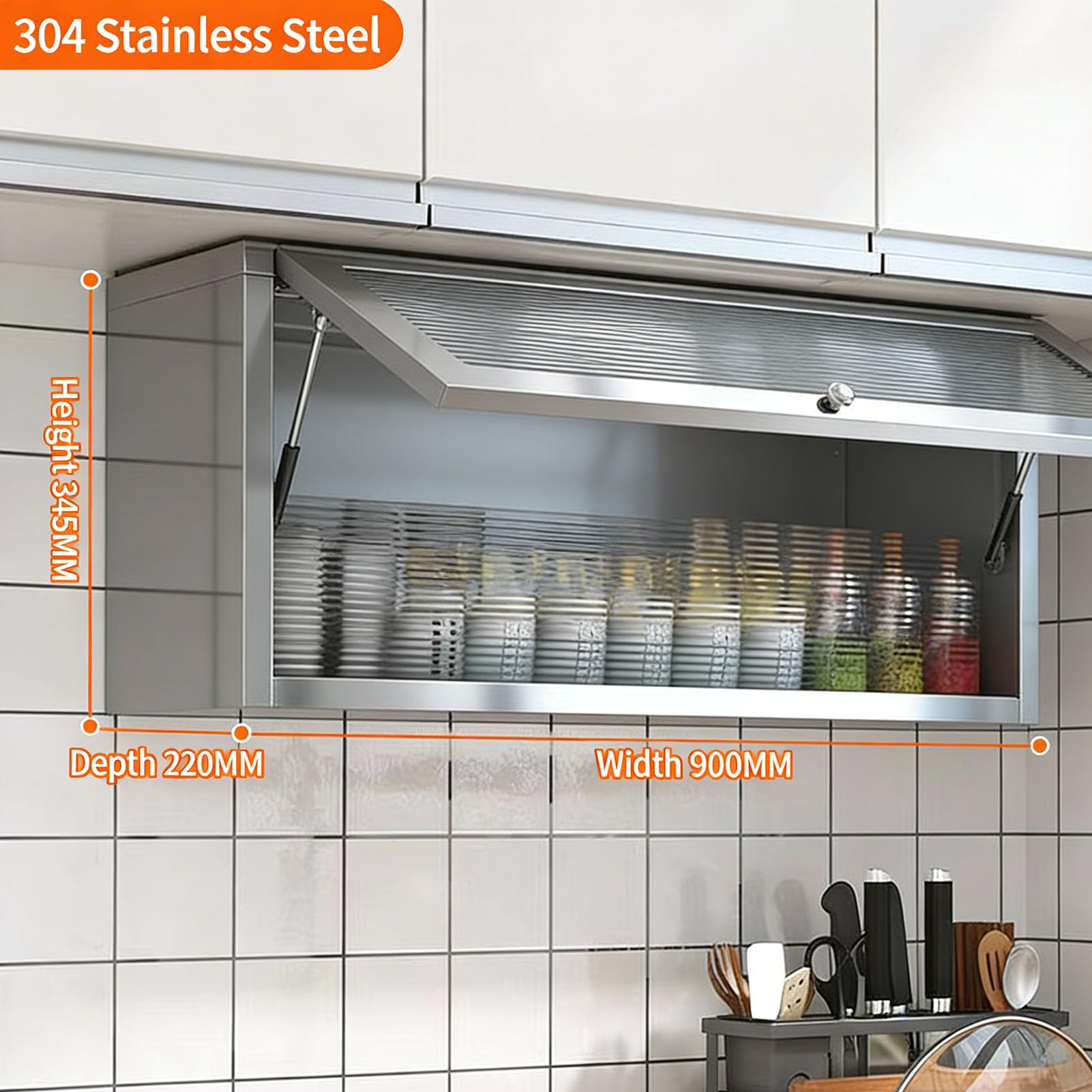 Armoire de cuisine murale moderne et peu encombrante - Étagère à épices à suspendre avec portes en verre pour salle à manger et salle de bain