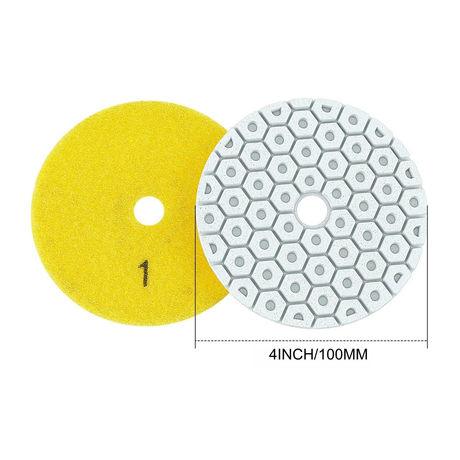 4 tampons de polissage diamant humide 4"/100 mm en 4 étapes