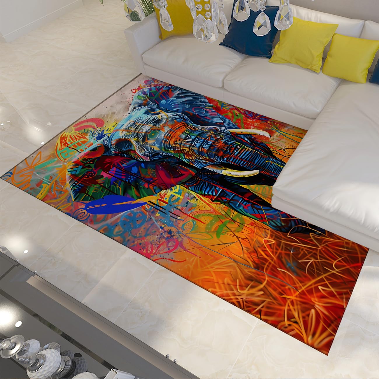 Tapis éléphant coloré pour chambre d enfants éveil artistique et confort