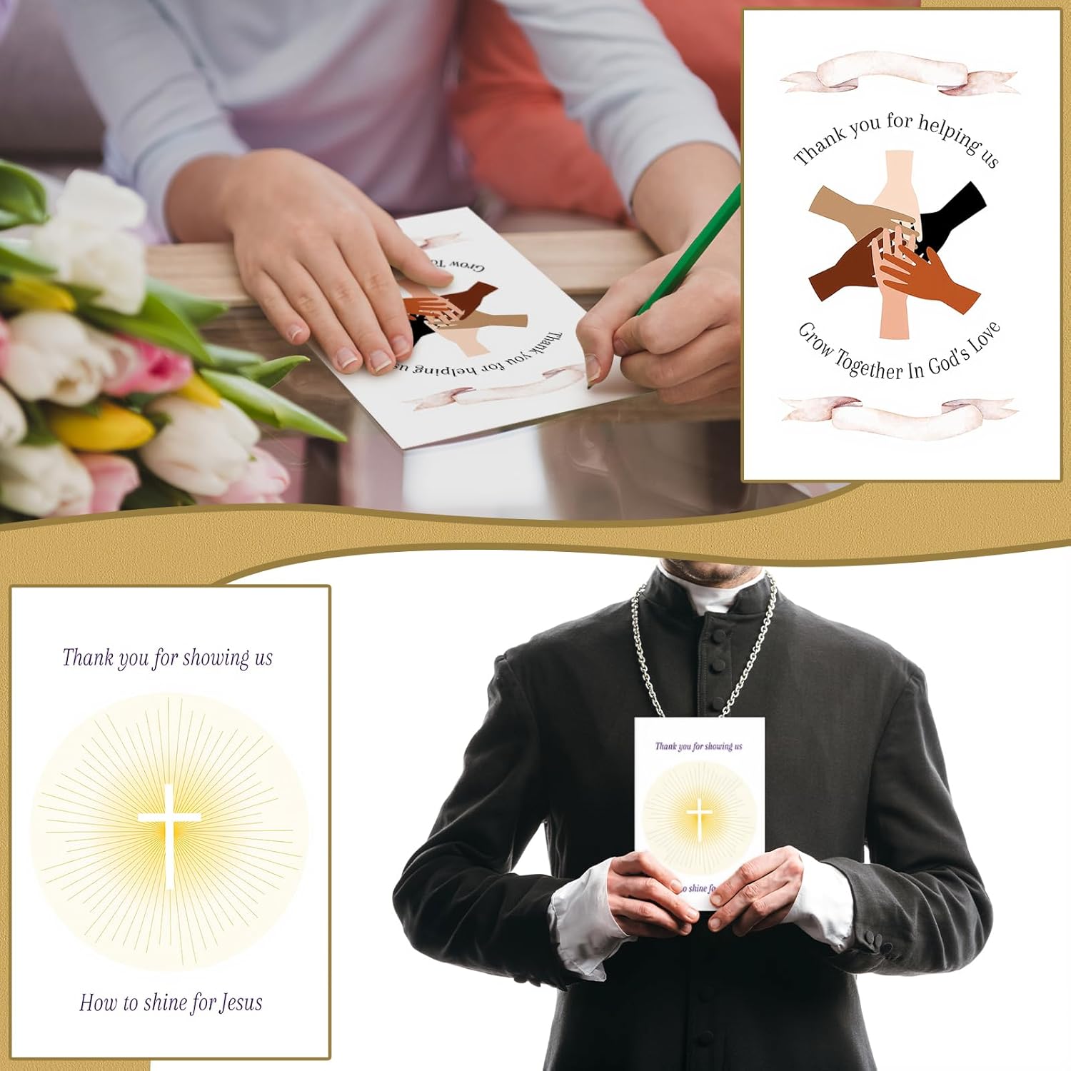 32 Pack Religious Thank You Cards for Pastor Ministry Appreciation with Envelopes & Stickers Thank You Greeting Card Set for Minister, Church Staff, Volunteers - Image 5