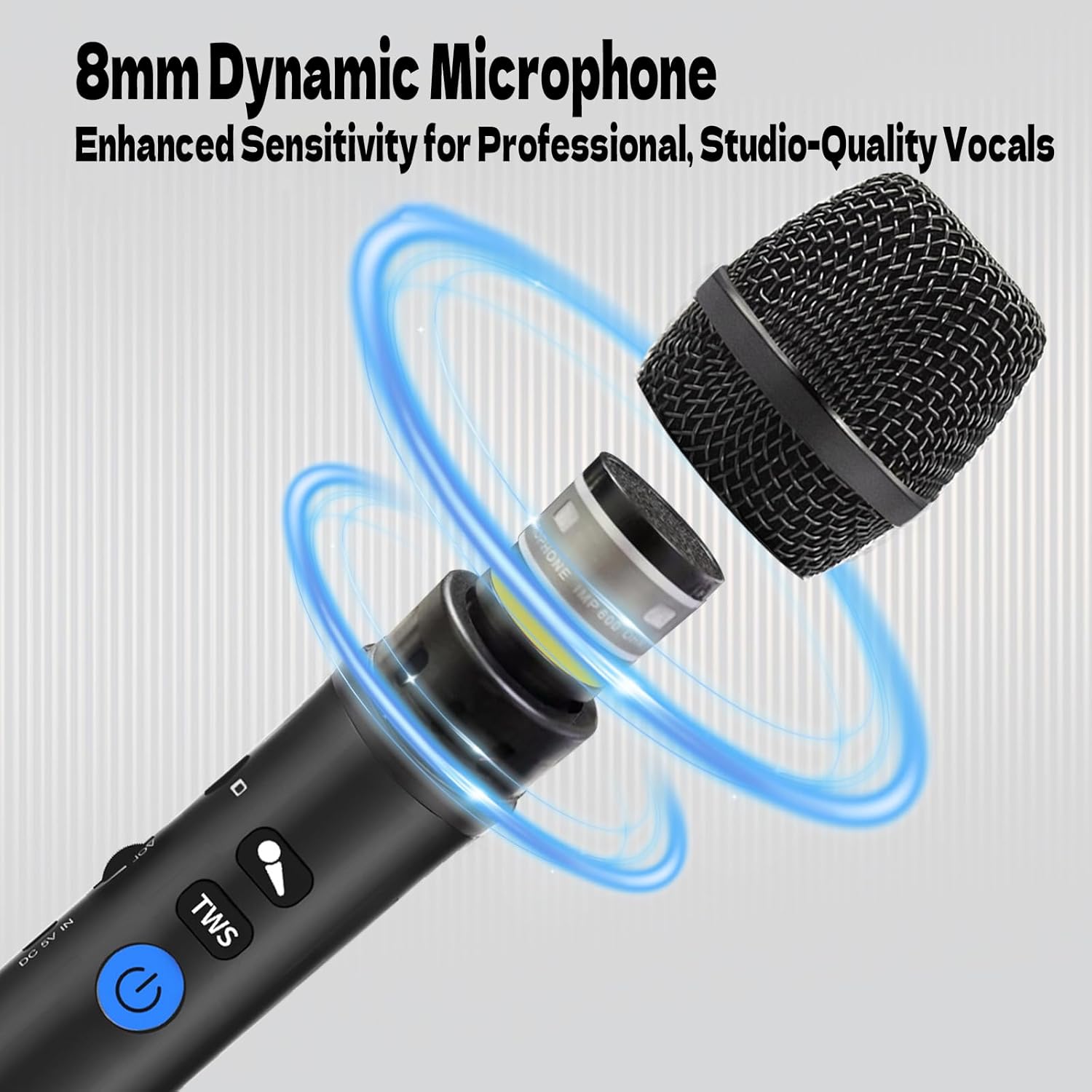 YF79 Wireless Bluetooth Microphone, 20W Portable Karaoke Machine with 2 Mic Duet, 10H Playtime, HD Dynamic Mic for Live Streaming, Party, Home Karaoke, Compatible with iOS/Android/Windows
