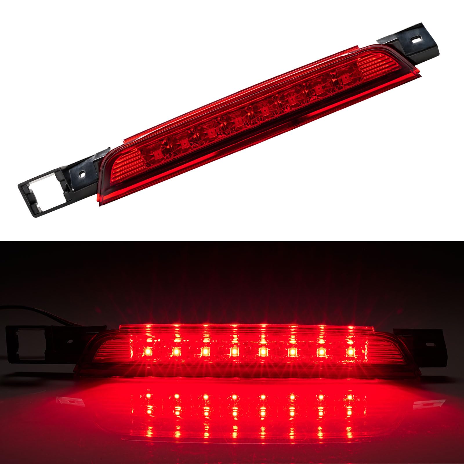 Third 3rd Brake Light LED for 2010-2017 Chevy Equinox, High Mount Rear Brake Lights Assembly for 10-17 GMC Terrain, Waterproof Center Cab Lamp Stop Light (Red)