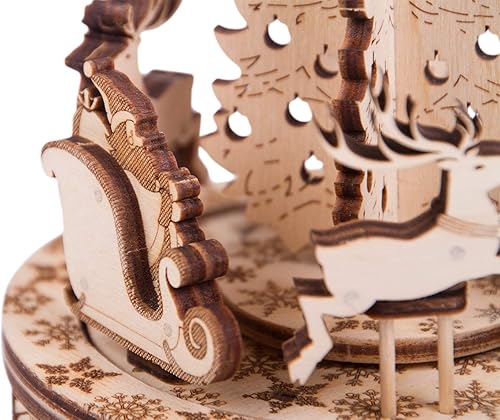 Miniatura 2 de Wood Trick Music Box - Kit de modelo de carrusel de Santa - Carol of the Bells Beautiful Melody - Muy resistente y ecológico - 6x4  - Giratorio -