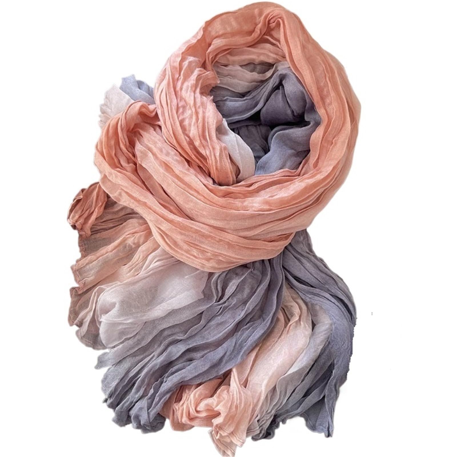 Pañuelo Mujer Bufanda de algodón y cáñamo, 180 x 90 cm, Degradado, for otoño e Invierno, versátil, Estampada, for Mujer, Larga, con Tendencia Plegable(Pink)