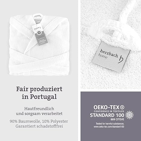 herzbach home Badjas voor dames, lange katoenen badstof, wollig zachte