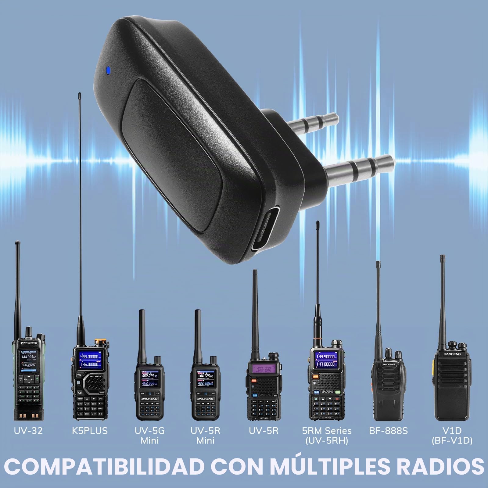 BAOFENG Adaptador de programación inalámbrico BT-A1D, programador de radio BT APP para Baofeng UV-5R, UV-5R Mini, UV-5RM Plus, BF-888S, K5 Plus Ham Radio de mano, configuración rápida de canal para