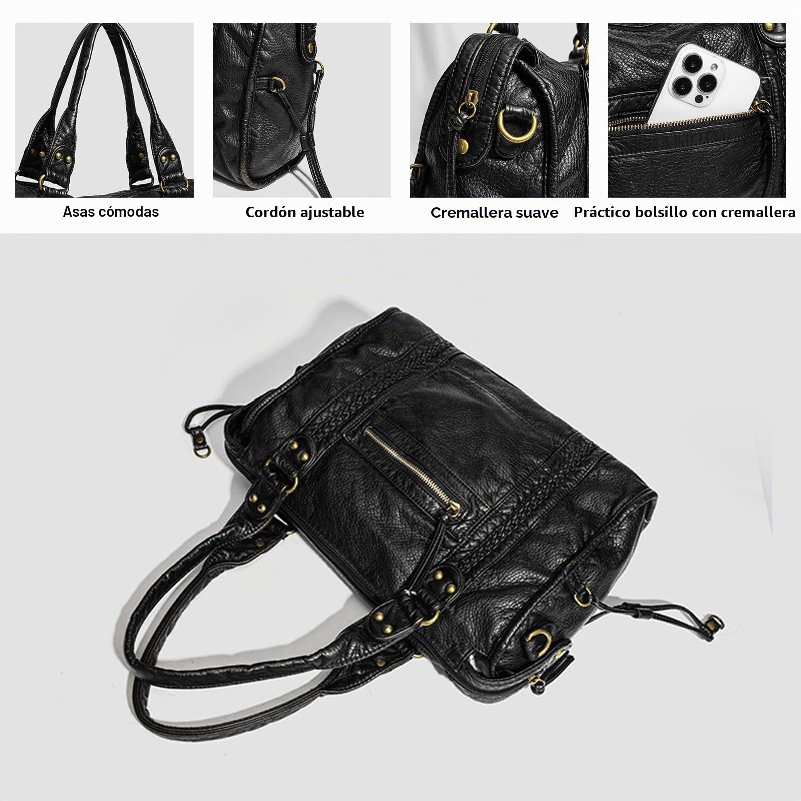 Bolso de Mano Vintage City Bag, Bolso de Mano de Mujer Vintage, Para Ocio, Trabajo y Compras