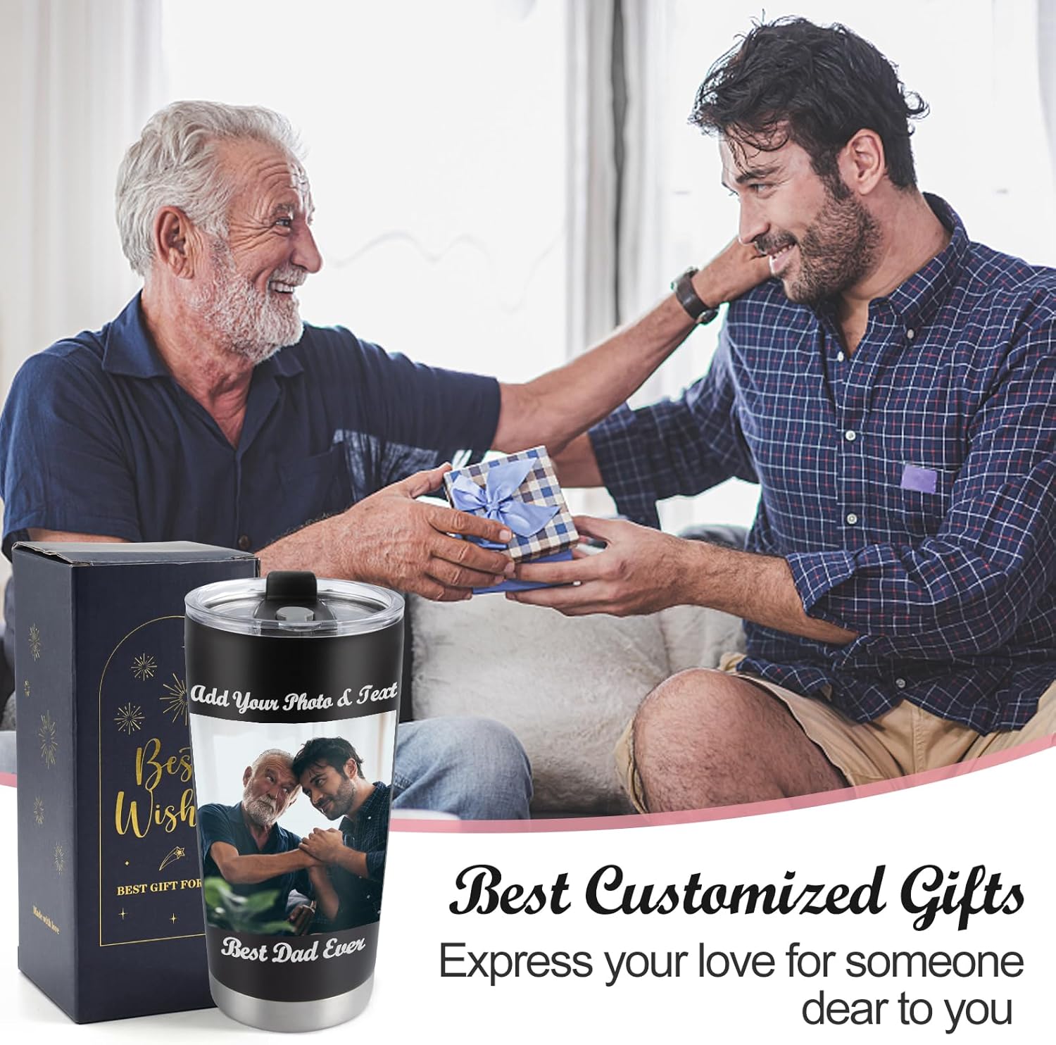 Personalized Coffee Tumbler with Picture & Text - Personalized Travel Coffee Mug - Custom 20oz Stainless Steel Tumbler Cup with Lid - Custom Cup Gift for Dad, Mom, Friends | with Picture & Text, Custom, with Lid, Custom Cup Gift - Image 4