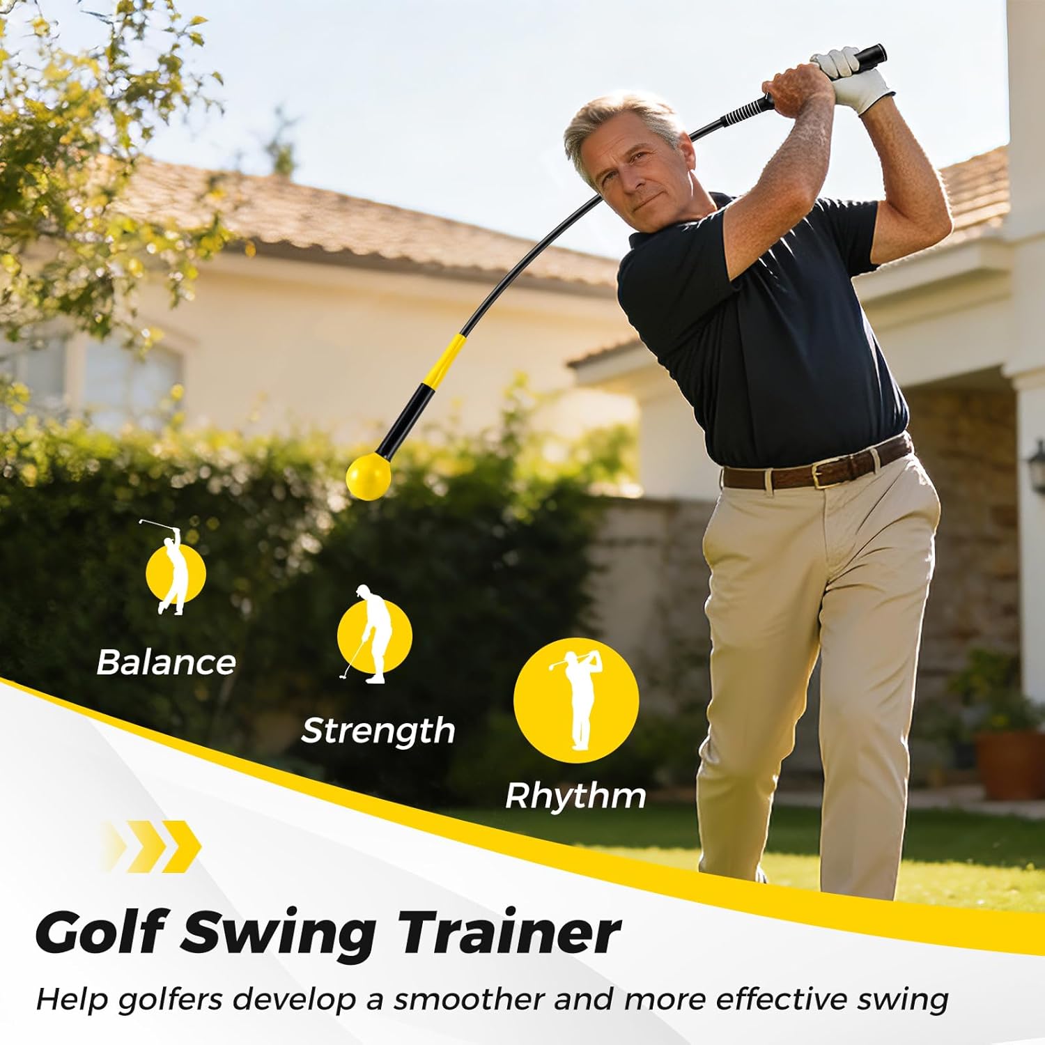 ULTIMATE Golf Swing Trainer, Heavy Warm Up Stick, Tempo Speed Flexibility Distance Balance Strength Training Aid, Right-Handed Ergonomic Golf Grip Trainer, Indoor & Outdoor Practice