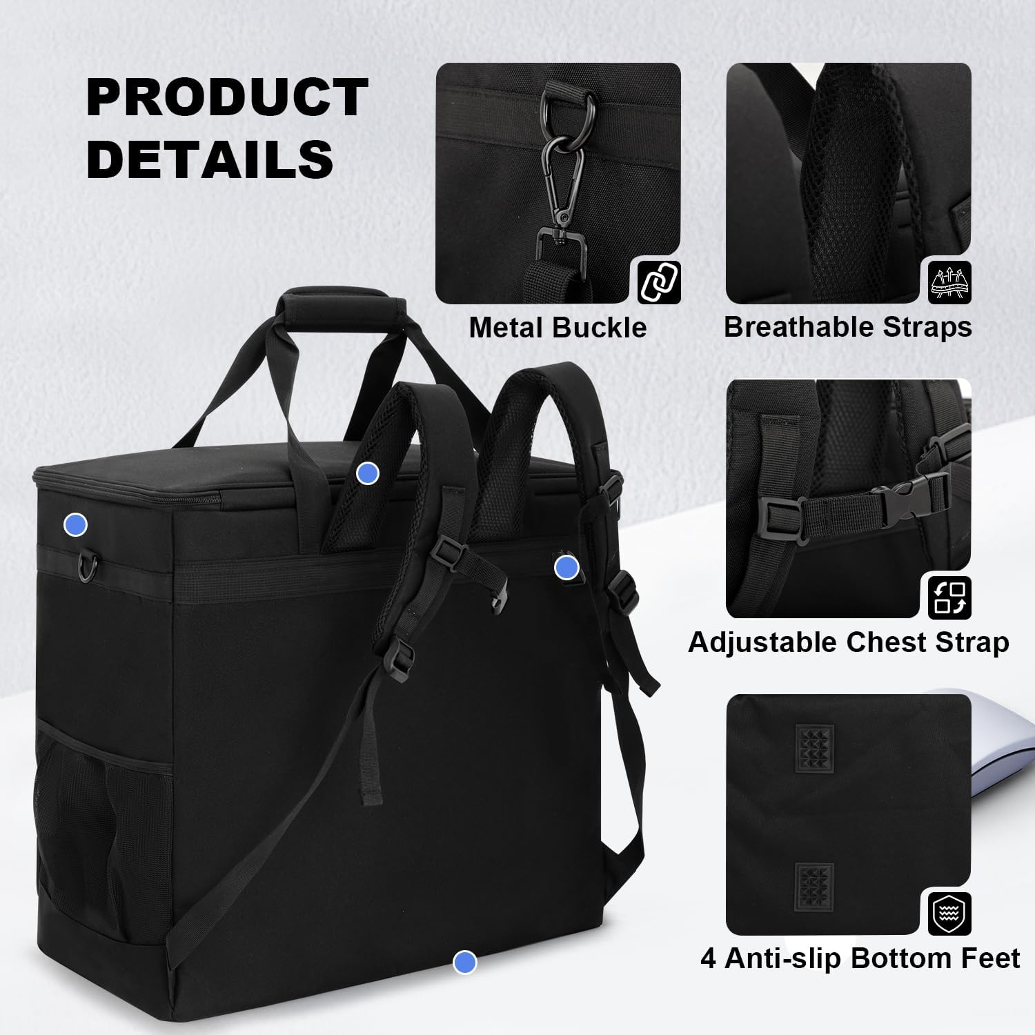 PC Desktop Tower Carrying Case, Gaming Computer Tower Travel Bag Compatible with ATX/Micro-ATX for Keyboard, Mouse and Accessories, Backpack for Moving (Bag Only)
