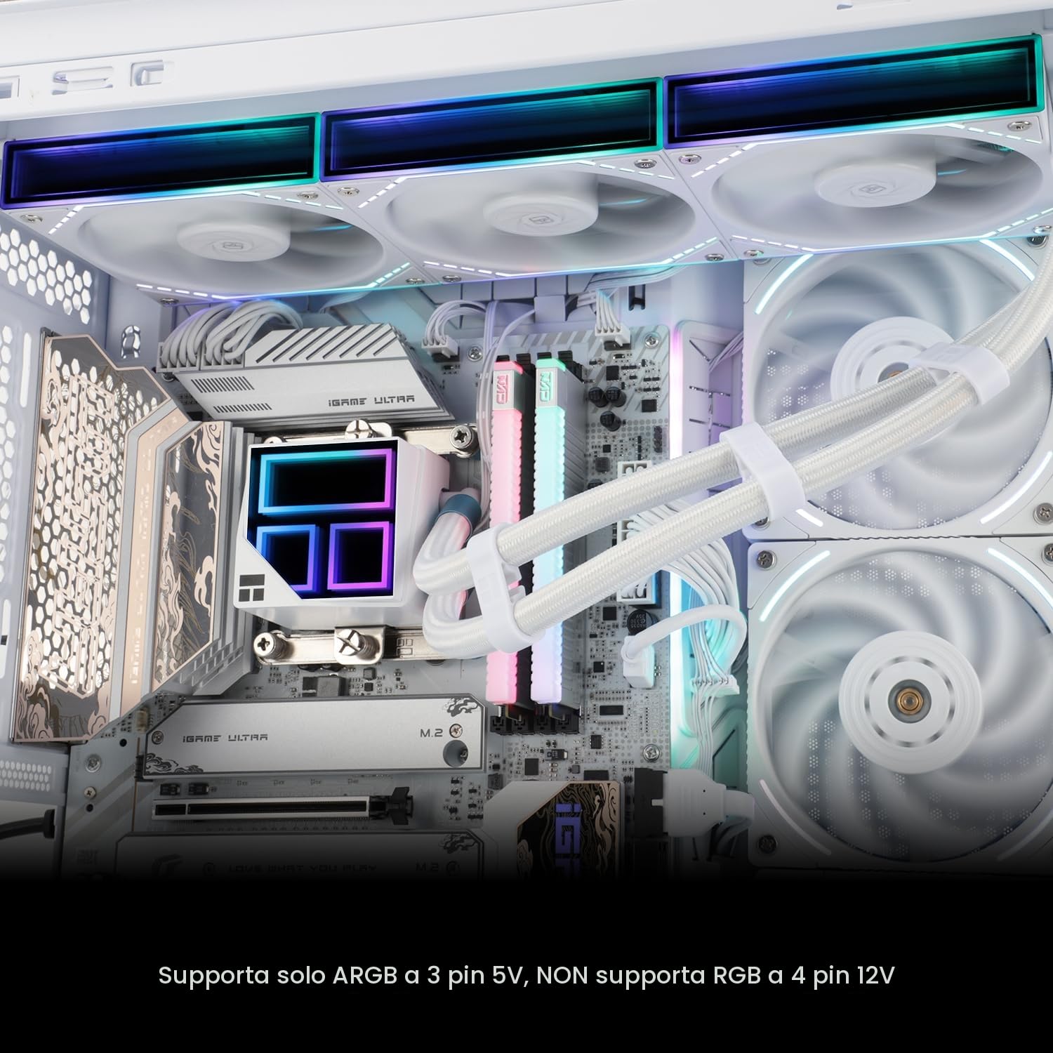 Thermalright Frozen Infinity 360 WHITE - Raffreddatore a liquido per CPU, tripla ventola PWM con 2000 giri/min, raffreddamento per CPU Aio, per AM4/AM5 e Intel LGA115X/2011/1700/1851, Infinity Mirror