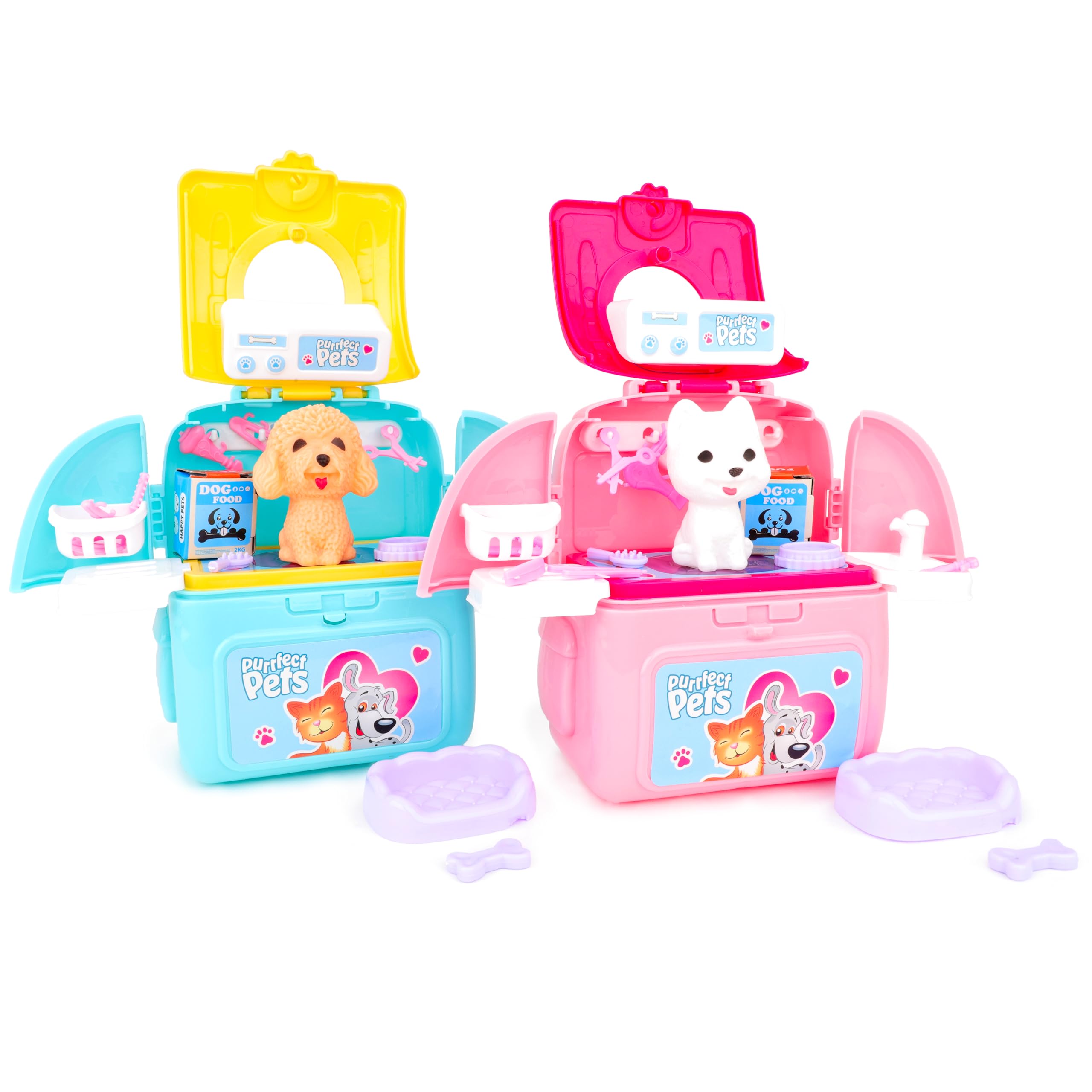 Toyland® 15cm (6") 12 Piece Pet Care Groomers Carry Case - Stickers, Accessories & Travel Case - Pretend Play Set - Travel Toy - Car Toys - Ages 3+
