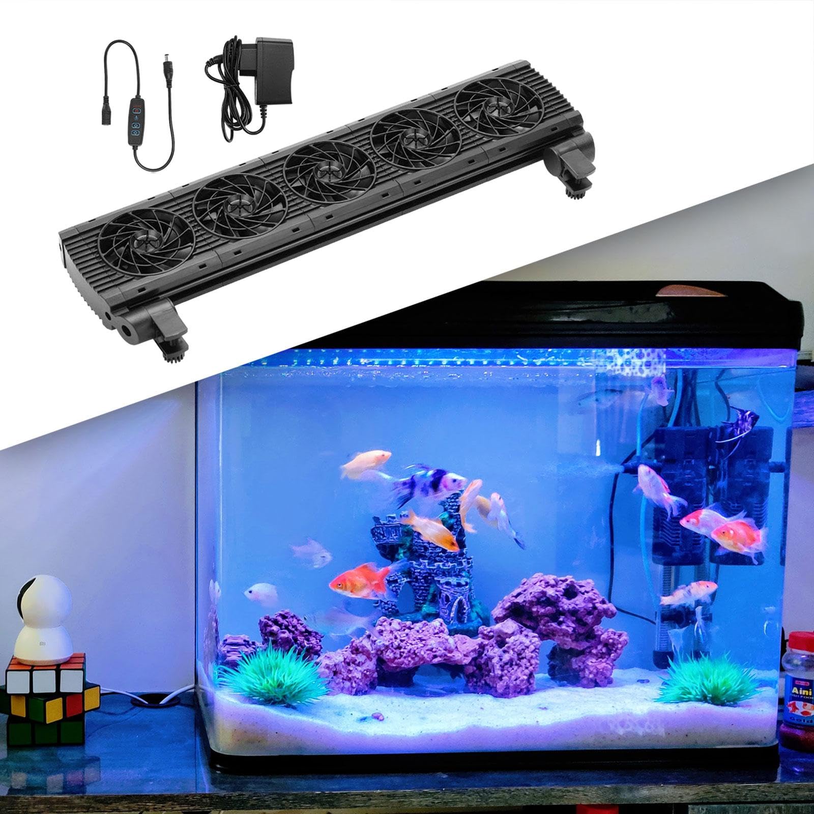 Aquarium Chiller Ventilateur pour Aquarium Ventilateur à Variable Système Compacte Régulateur de Température Support Aluminium Matéria, 5
