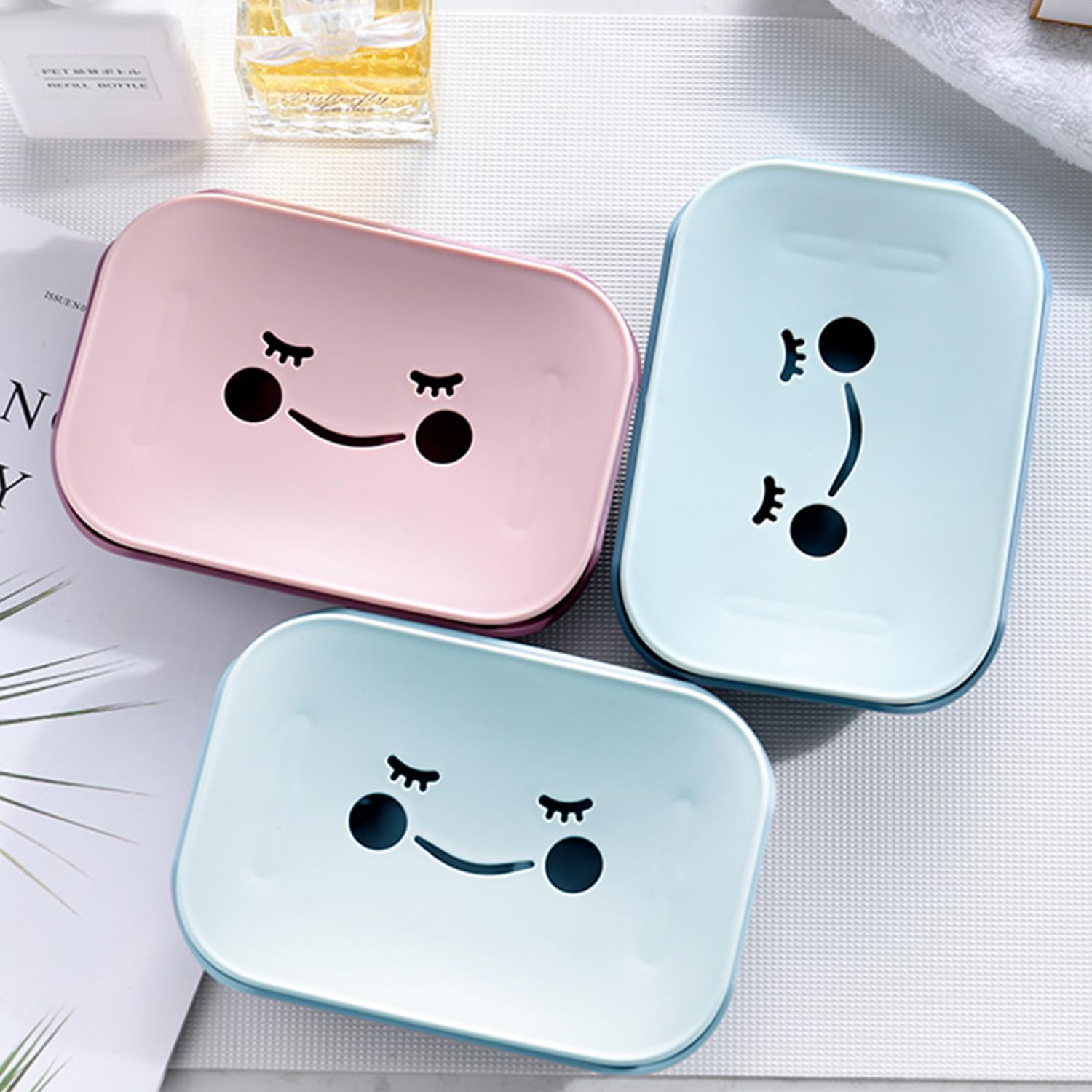 Porte-savon mignon pour enfants, joli plateau de savon créatif pour douche, salle de bain, cuisine, comptoir (rose Porte-savon mignon pour enfants, joli plateau de savon créatif pour douche, salle de bain, cuisine, comptoir (rose