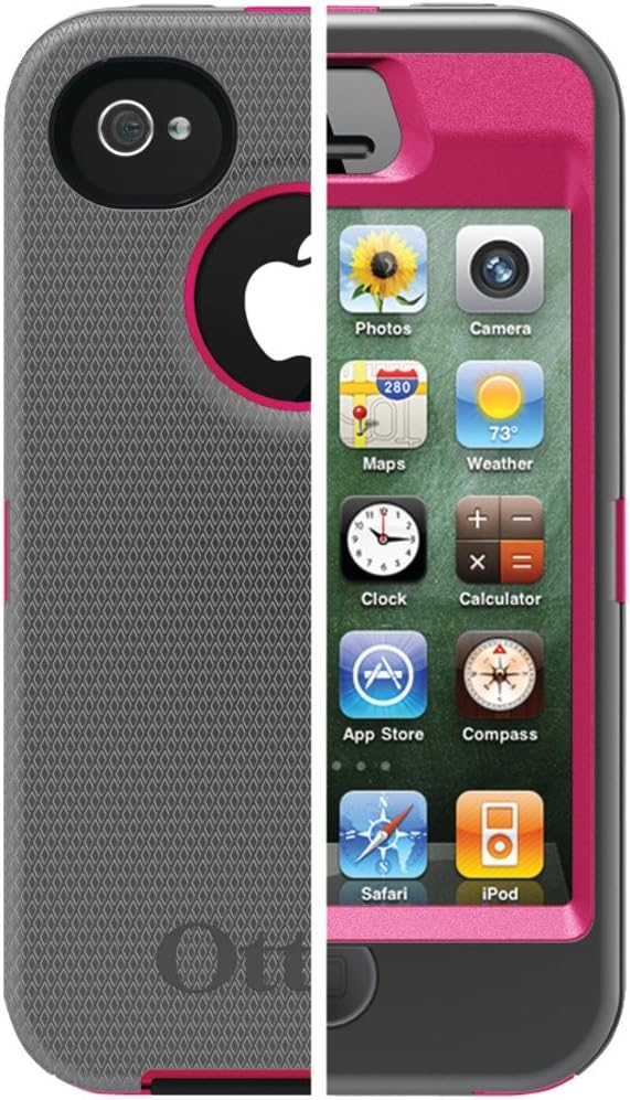 OTTERBOX DEFENDER SERIES Case and Holster for iPhone 4/4S - Retail Packaging - Pink/Gray