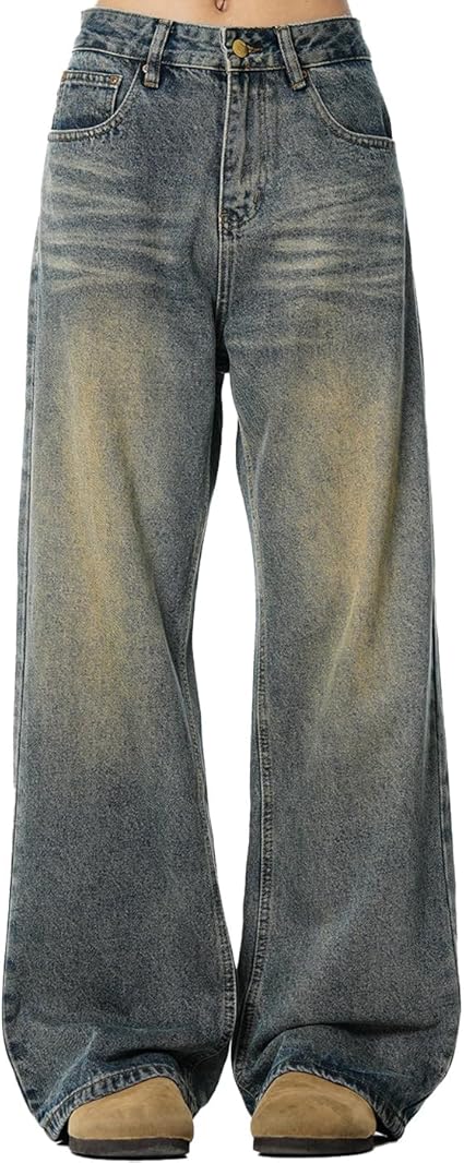 Wide Leg Jeans Men Y2k Baggy Hip Hop Grey Jeans Casual Loose