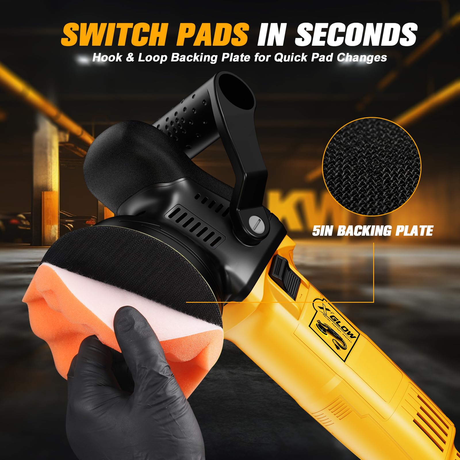X'GLOW Car Polisher - 5" Random Orbital Buffer -8