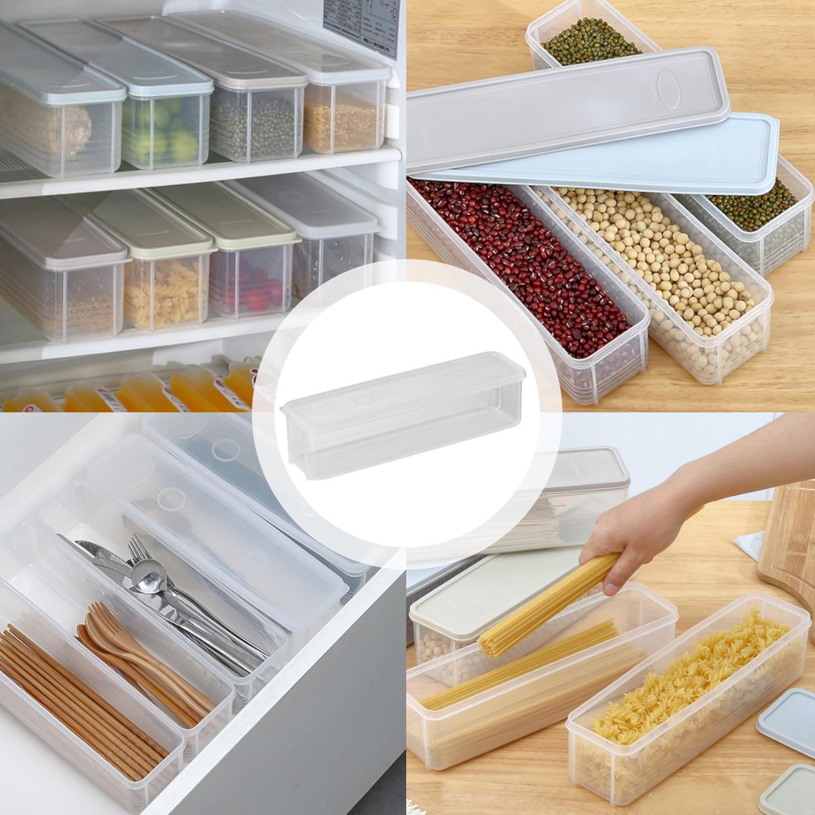 Spaghetti-Nudelbehälter, Lebensmittelqualität, transparent, rechteckig, Nudelbehälter, Kühlschrank-Aufbewahrungsbehälter, Gefrierschrank-Crisper-Boxen für Lasagne, Macaroni, Nudeln, Nudeln